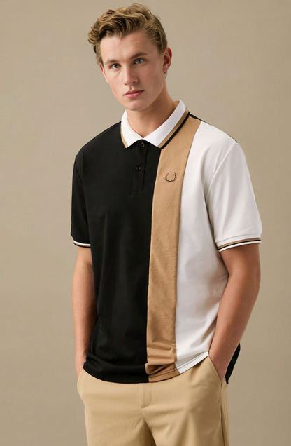 Manfinity Antler Graphic Polo Shirt with Modern Colorblock Design