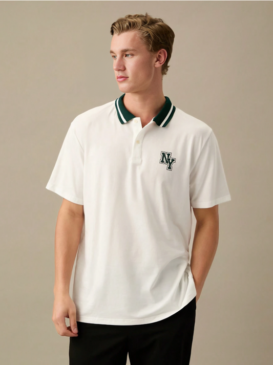 Letter Graphic Polo for Men – Modern Contrast Design